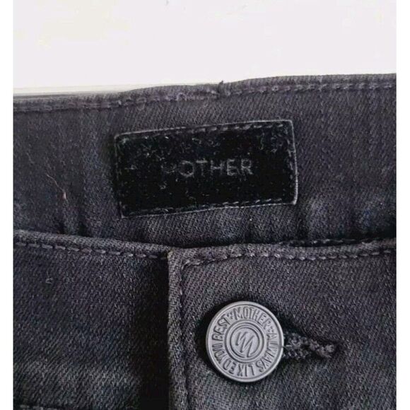 MOTHER Stunner Zip Ankle Step Fray Black High Rise Jeans size 28 Not Guilty Wash - Picture 4 of 9